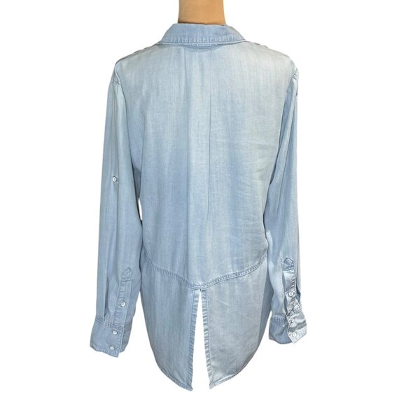 Anthropologie Cloth & Stone Blue Chambray Buttondown Shirt Sz M Lagenlook - Picture 6 of 13